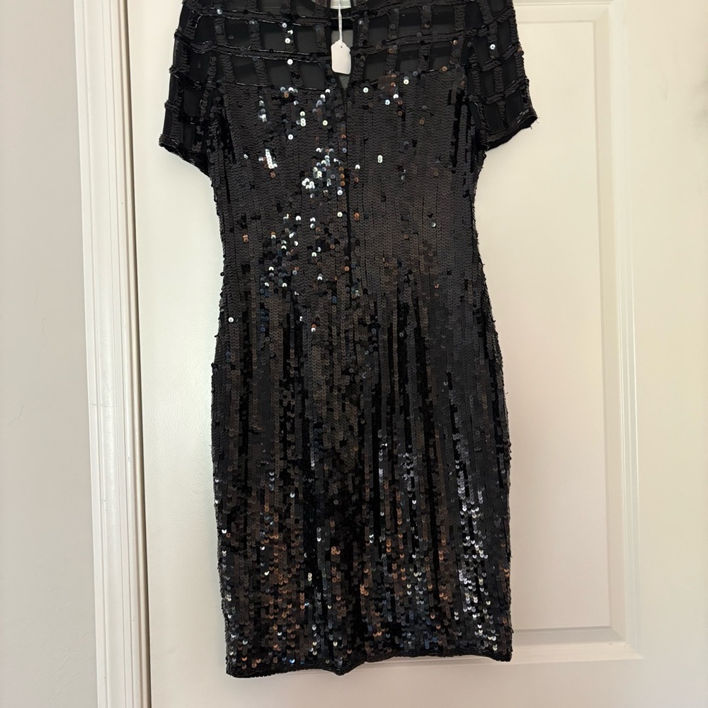 Vintage Elegant Black Sequin Mini Dress - Picture 8 of 15